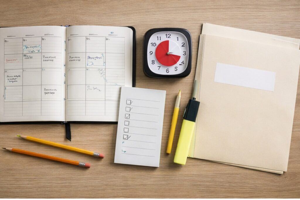 ISEE and SSAT Tutoring using executive functioning strategies: planner, clock, checklist, and folders.