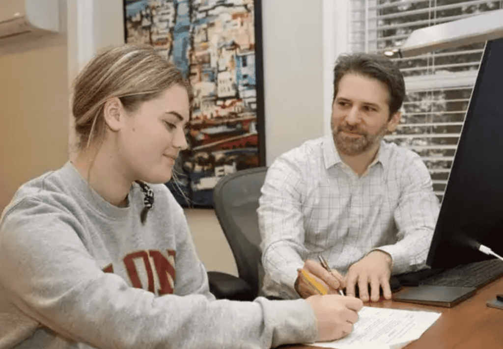 Aron Boxer providing executive function coaching to high school student in Greenwich, Connecticut office