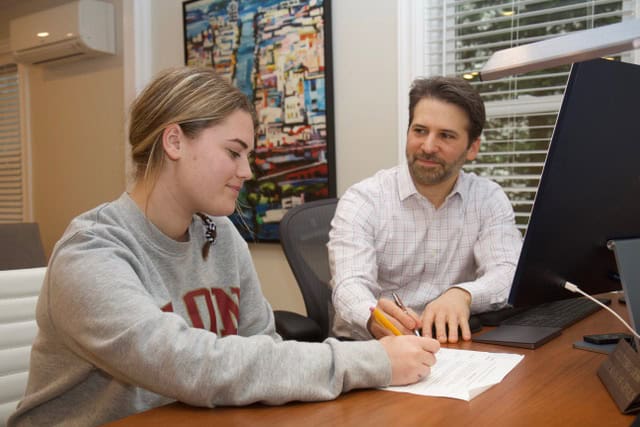 Student receiving executive function coaching support