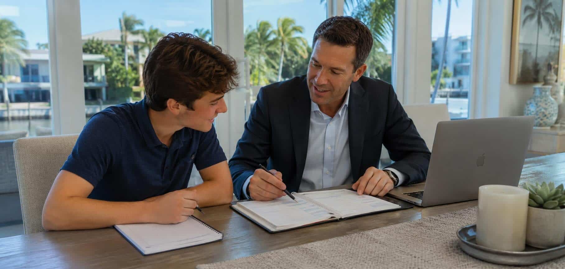 Executive function coach working with high school student on organization and academic planning in Boca Raton
