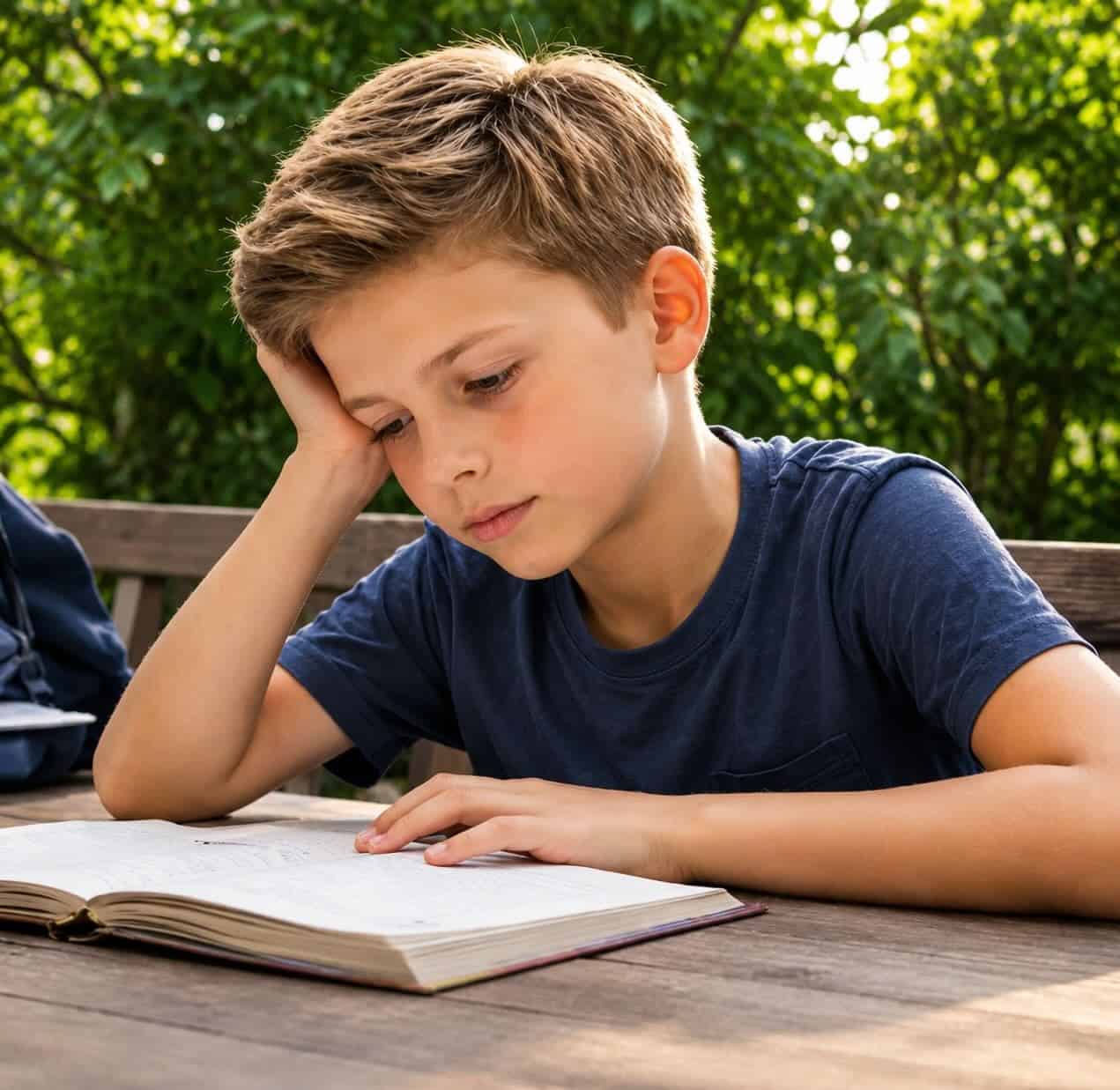 Student struggling with summer learning loss and academic regression during summer break