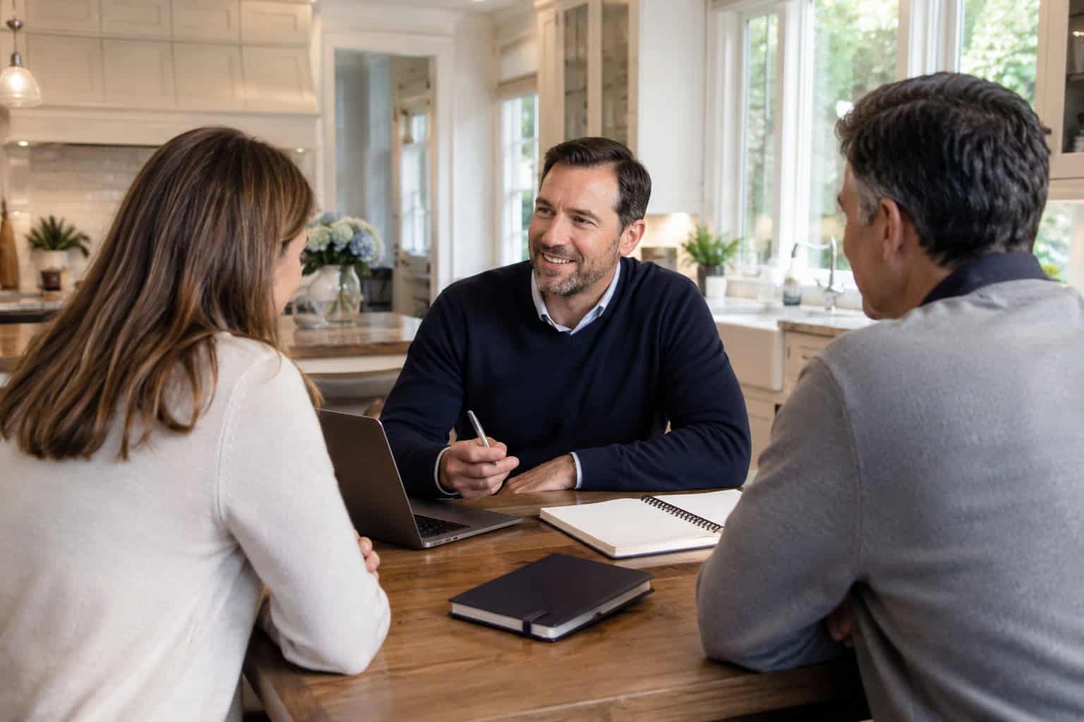 Educational consultant meeting with parents to discuss executive function coaching and academic support in Darien, CT