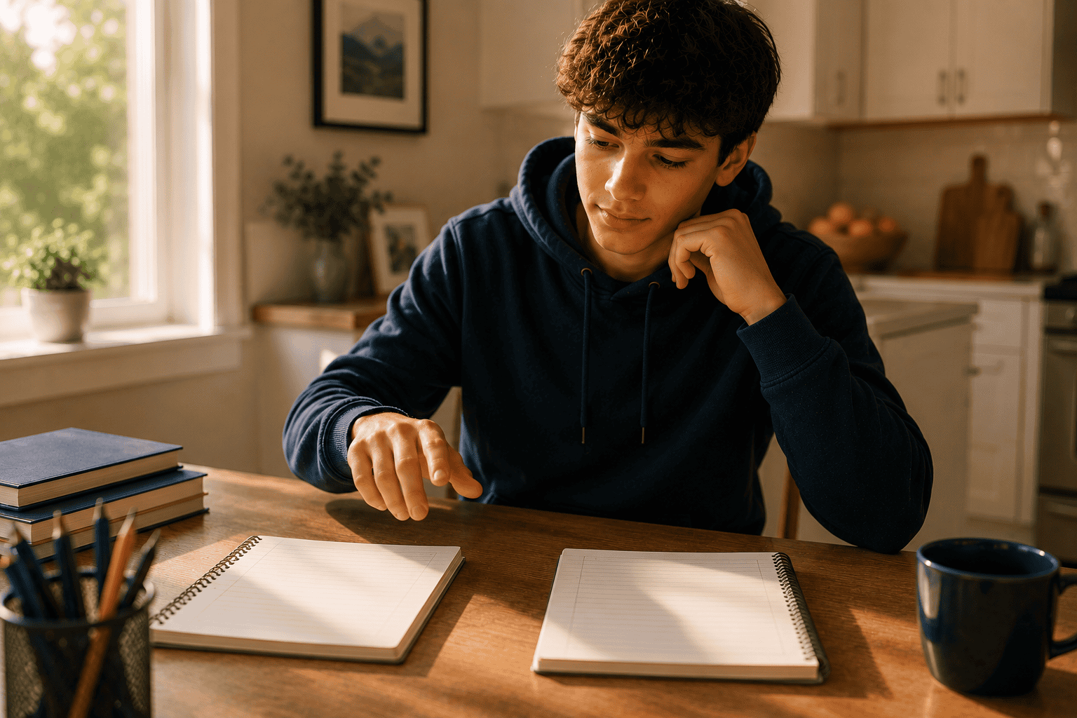 Student choosing between two options at a table - decision making as an executive function