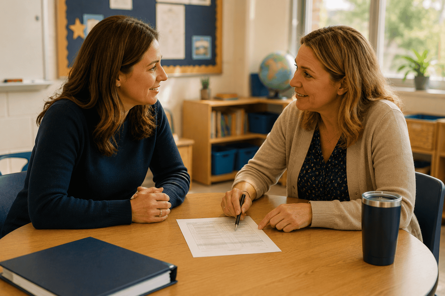 Parent and teacher in a collaborative conversation - effective parent-teacher communication