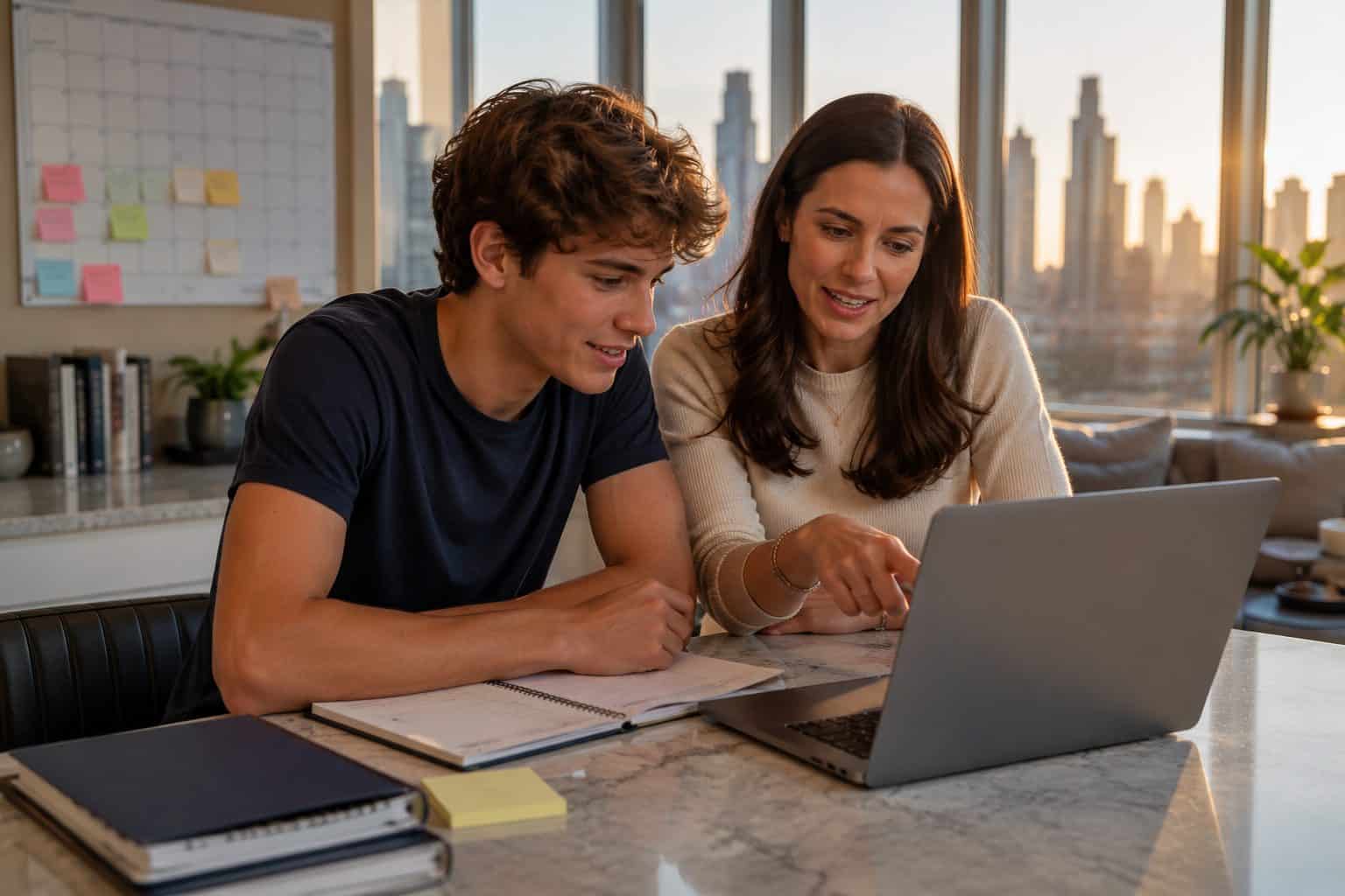 College executive function coaching session shows Coach working with a student on planning and time management in Manhattan, NY