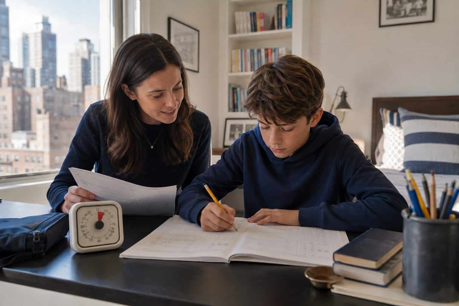 Student practicing under timed conditions during ISEE and SSAT test prep in Manhattan, NY